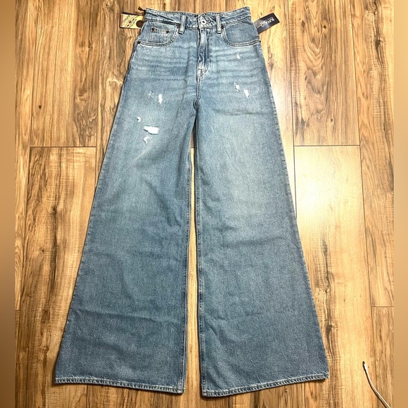 BUFFALO David Bitton ALICE High Rise Super Wide Leg Distressed Cotton Jeans 25 - Picture 14 of 15